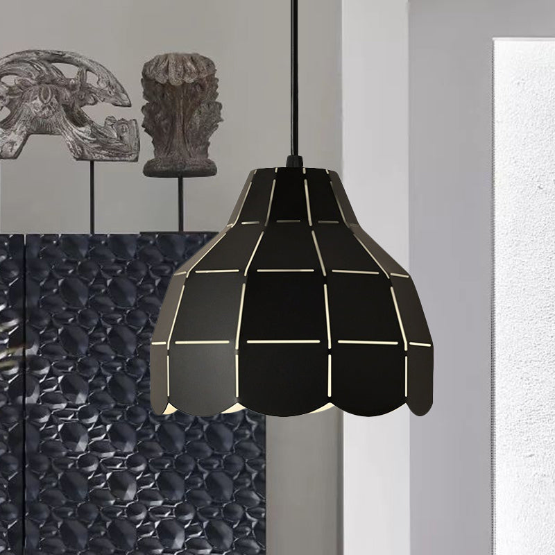 Black/Grey/White Dome Pendant Light One Bulb Nordic Style Metal Hanging Lamp for Dining Room Black Clearhalo 'Ceiling Lights' 'Modern Pendants' 'Modern' 'Pendant Lights' 'Pendants' Lighting' 1886155