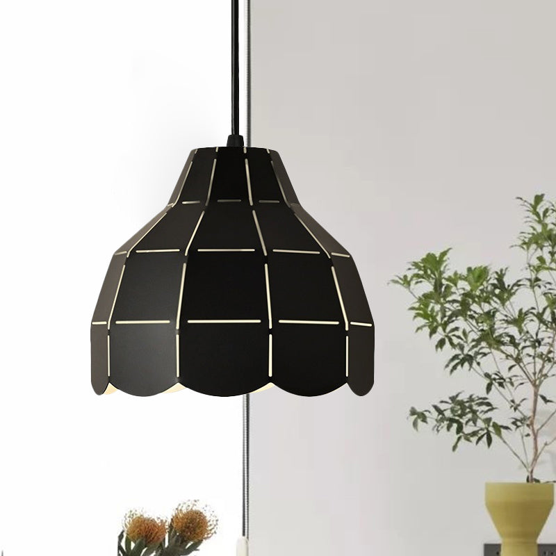 Black/Grey/White Dome Pendant Light One Bulb Nordic Style Metal Hanging Lamp for Dining Room Clearhalo 'Ceiling Lights' 'Modern Pendants' 'Modern' 'Pendant Lights' 'Pendants' Lighting' 1886156