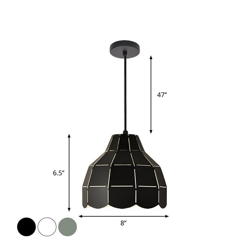 Black/Grey/White Dome Pendant Light One Bulb Nordic Style Metal Hanging Lamp for Dining Room Clearhalo 'Ceiling Lights' 'Modern Pendants' 'Modern' 'Pendant Lights' 'Pendants' Lighting' 1886159