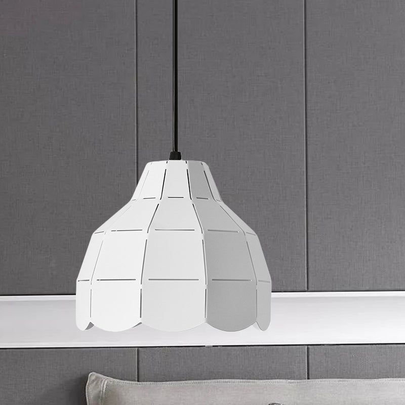 Black/Grey/White Dome Pendant Light One Bulb Nordic Style Metal Hanging Lamp for Dining Room White Clearhalo 'Ceiling Lights' 'Modern Pendants' 'Modern' 'Pendant Lights' 'Pendants' Lighting' 1886160