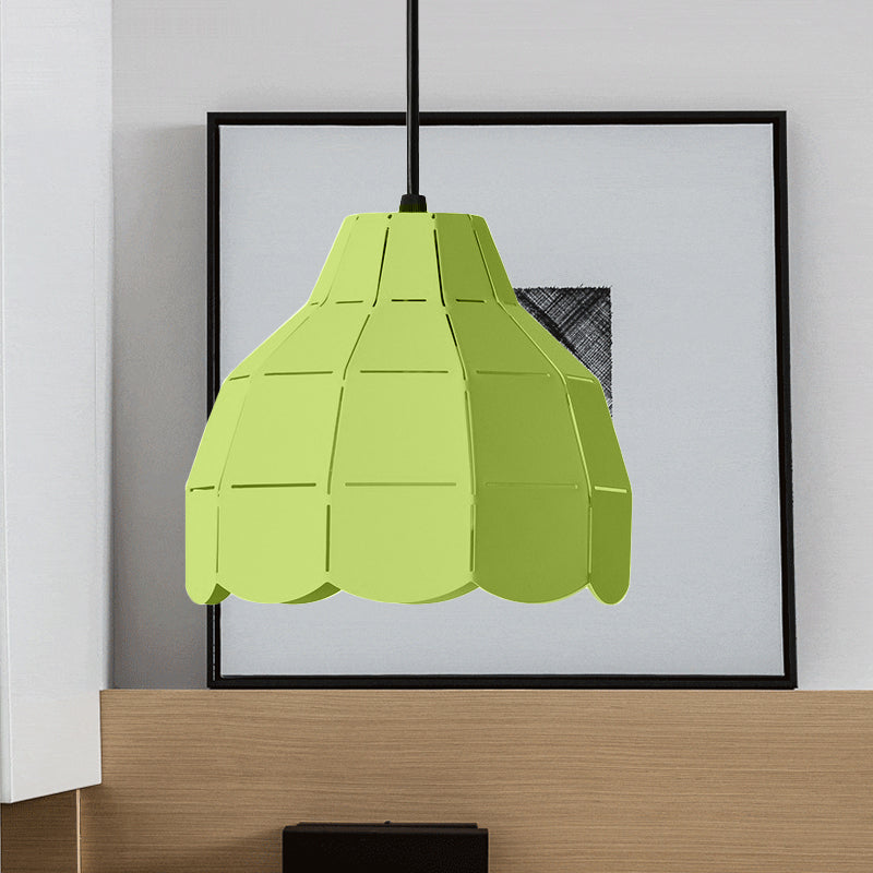 Scallop Dome Hanging Light Macaron Metal 1 Light Pink/Yellow/Blue Pendant Light for Living Room Green Clearhalo 'Ceiling Lights' 'Modern Pendants' 'Modern' 'Pendant Lights' 'Pendants' Lighting' 1886173