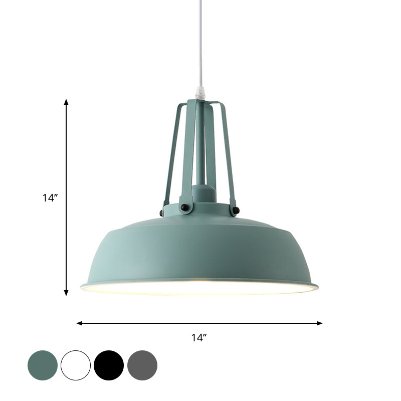 14"/18" Dia Drum Hanging Light Kit Minimalist Metal 1 Light Black/White/Grey Hanging Pendant Lamp Clearhalo 'Ceiling Lights' 'Modern Pendants' 'Modern' 'Pendant Lights' 'Pendants' Lighting' 1886193