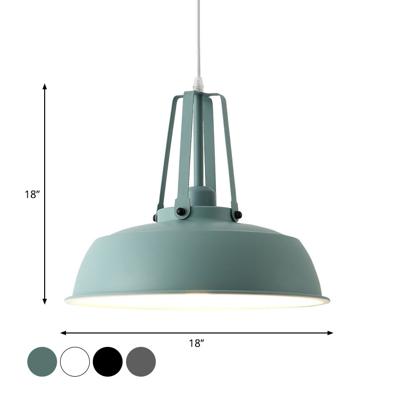 14"/18" Dia Drum Hanging Light Kit Minimalist Metal 1 Light Black/White/Grey Hanging Pendant Lamp Clearhalo 'Ceiling Lights' 'Modern Pendants' 'Modern' 'Pendant Lights' 'Pendants' Lighting' 1886194