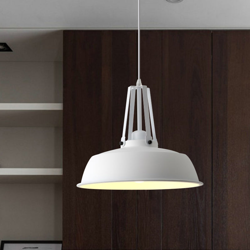 14"/18" Dia Drum Hanging Light Kit Minimalist Metal 1 Light Black/White/Grey Hanging Pendant Lamp White Clearhalo 'Ceiling Lights' 'Modern Pendants' 'Modern' 'Pendant Lights' 'Pendants' Lighting' 1886195