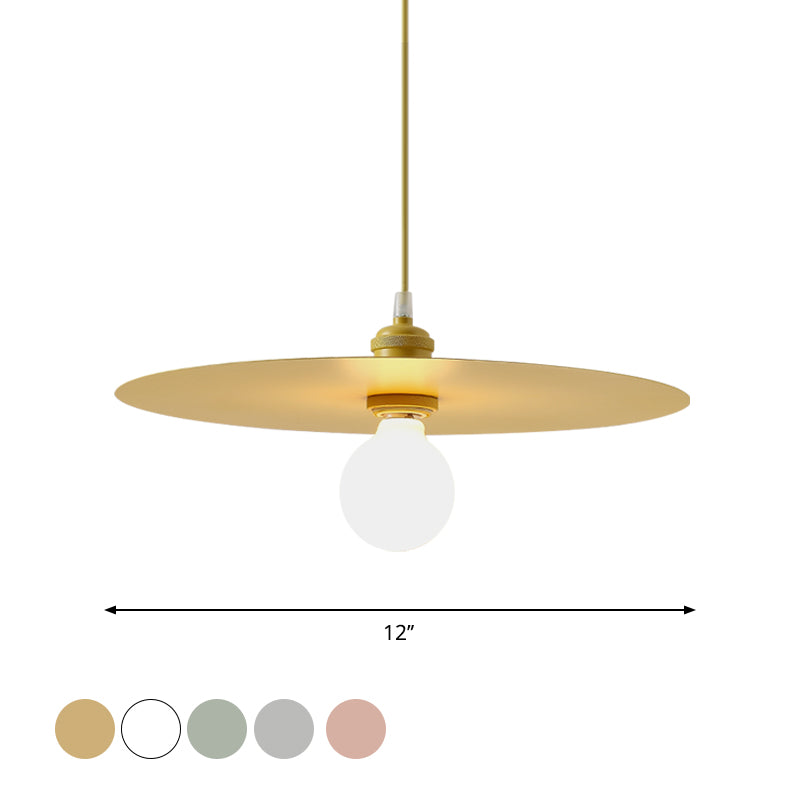 Macaron Disc Shade Drop Light One Bulb Metal Hanging Pendant Light in Multi Colors Clearhalo 'Ceiling Lights' 'Modern Pendants' 'Modern' 'Pendant Lights' 'Pendants' Lighting' 1886223