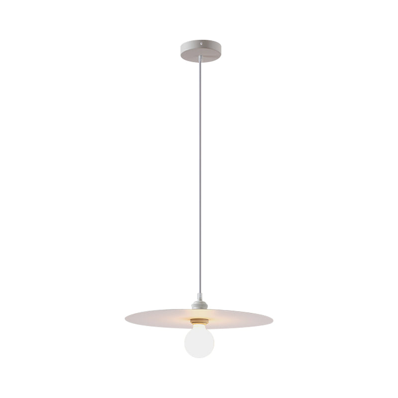 Macaron Disc Shade Drop Light One Bulb Metal Hanging Pendant Light in Multi Colors White Clearhalo 'Ceiling Lights' 'Modern Pendants' 'Modern' 'Pendant Lights' 'Pendants' Lighting' 1886226