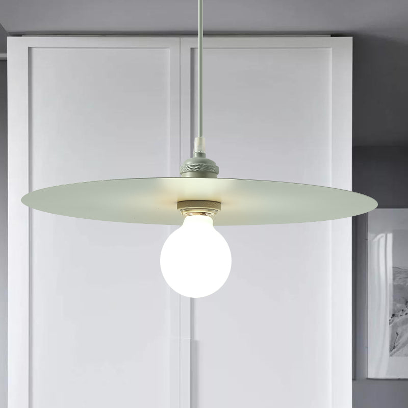 Macaron Disc Shade Drop Light One Bulb Metal Hanging Pendant Light in Multi Colors Green Clearhalo 'Ceiling Lights' 'Modern Pendants' 'Modern' 'Pendant Lights' 'Pendants' Lighting' 1886228