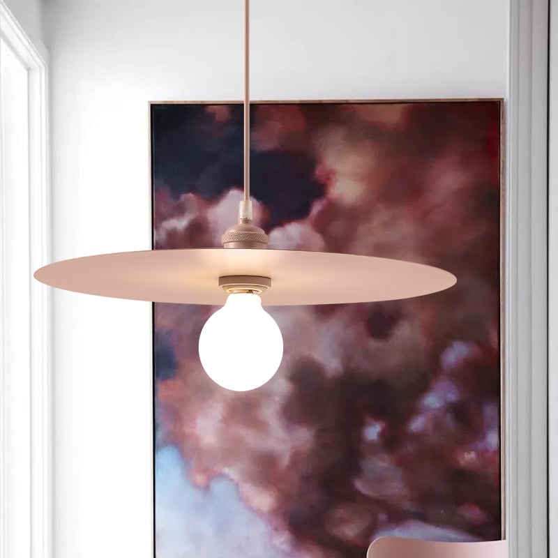 Macaron Disc Shade Drop Light One Bulb Metal Hanging Pendant Light in Multi Colors Clearhalo 'Ceiling Lights' 'Modern Pendants' 'Modern' 'Pendant Lights' 'Pendants' Lighting' 1886237