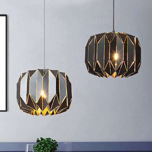 Restaurant Origami Hanging Lamp Metal One Head Contemporary Black/Silver Ceiling Pendant Clearhalo 'Ceiling Lights' 'Modern Pendants' 'Modern' 'Pendant Lights' 'Pendants' Lighting' 1886266