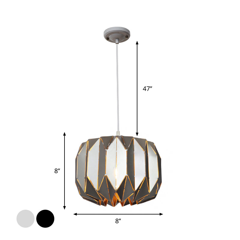 Restaurant Origami Hanging Lamp Metal One Head Contemporary Black/Silver Ceiling Pendant Clearhalo 'Ceiling Lights' 'Modern Pendants' 'Modern' 'Pendant Lights' 'Pendants' Lighting' 1886270