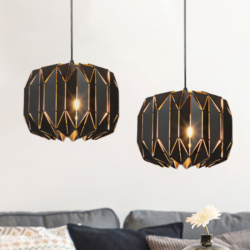 Restaurant Origami Hanging Lamp Metal One Head Contemporary Black/Silver Ceiling Pendant Clearhalo 'Ceiling Lights' 'Modern Pendants' 'Modern' 'Pendant Lights' 'Pendants' Lighting' 1886271