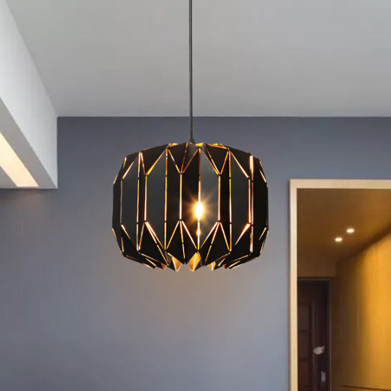 Restaurant Origami Hanging Lamp Metal One Head Contemporary Black/Silver Ceiling Pendant Black Clearhalo 'Ceiling Lights' 'Modern Pendants' 'Modern' 'Pendant Lights' 'Pendants' Lighting' 1886272