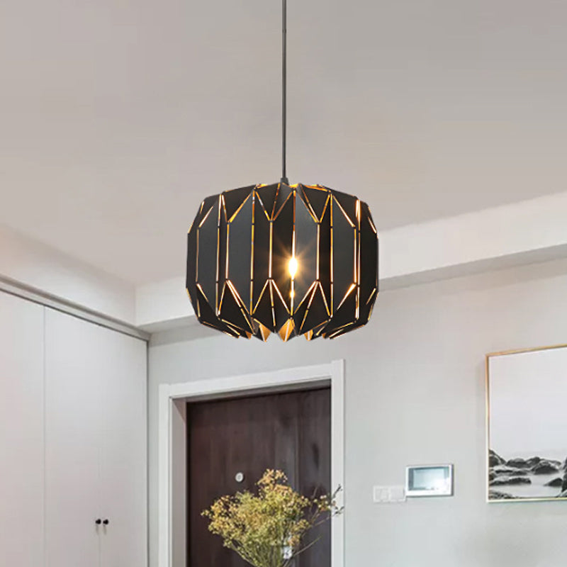 Restaurant Origami Hanging Lamp Metal One Head Contemporary Black/Silver Ceiling Pendant Clearhalo 'Ceiling Lights' 'Modern Pendants' 'Modern' 'Pendant Lights' 'Pendants' Lighting' 1886273