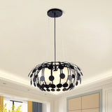 Black/White Globe Chandelier Modern 3 Lights White Glass Hanging Ceiling Lamp with Oval Iron Frame Clearhalo 'Ceiling Lights' 'Modern Pendants' 'Modern' 'Pendant Lights' 'Pendants' Lighting' 1886276