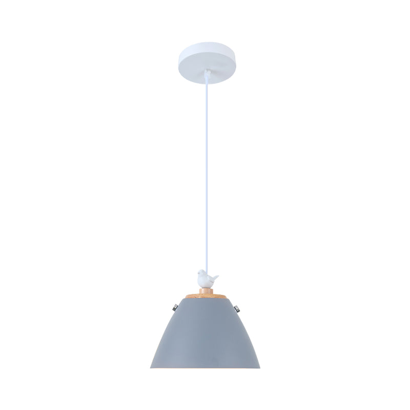 Tapered Hanging Lighting Contemporary Metal 1 Light Grey/White/Yellow Pendant Ceiling Light Grey Clearhalo 'Ceiling Lights' 'Modern Pendants' 'Modern' 'Pendant Lights' 'Pendants' Lighting' 1886287