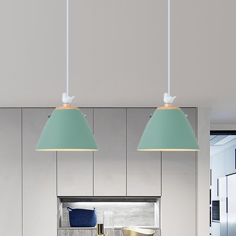 Tapered Hanging Lighting Contemporary Metal 1 Light Grey/White/Yellow Pendant Ceiling Light Clearhalo 'Ceiling Lights' 'Modern Pendants' 'Modern' 'Pendant Lights' 'Pendants' Lighting' 1886294