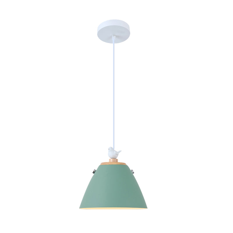 Tapered Hanging Lighting Contemporary Metal 1 Light Grey/White/Yellow Pendant Ceiling Light Green Clearhalo 'Ceiling Lights' 'Modern Pendants' 'Modern' 'Pendant Lights' 'Pendants' Lighting' 1886296