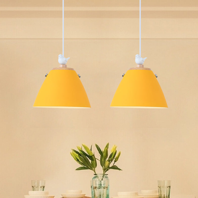 Tapered Hanging Lighting Contemporary Metal 1 Light Grey/White/Yellow Pendant Ceiling Light Clearhalo 'Ceiling Lights' 'Modern Pendants' 'Modern' 'Pendant Lights' 'Pendants' Lighting' 1886297