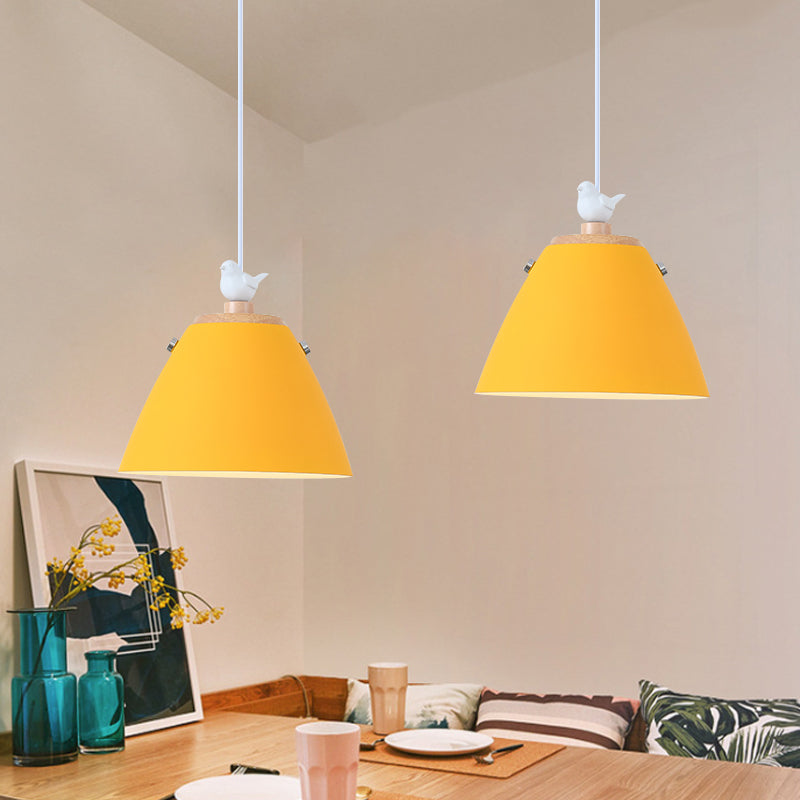 Tapered Hanging Lighting Contemporary Metal 1 Light Grey/White/Yellow Pendant Ceiling Light Clearhalo 'Ceiling Lights' 'Modern Pendants' 'Modern' 'Pendant Lights' 'Pendants' Lighting' 1886298