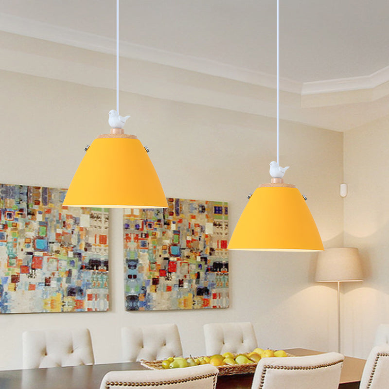 Tapered Hanging Lighting Contemporary Metal 1 Light Grey/White/Yellow Pendant Ceiling Light Clearhalo 'Ceiling Lights' 'Modern Pendants' 'Modern' 'Pendant Lights' 'Pendants' Lighting' 1886299