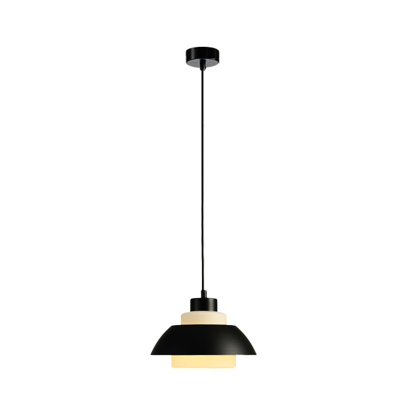 Black/White Flared Shade Hanging Lamp Macaron Stylish 1 Light Metallic Pendant Lighting for Dining Room Black Clearhalo 'Ceiling Lights' 'Modern Pendants' 'Modern' 'Pendant Lights' 'Pendants' Lighting' 1886329