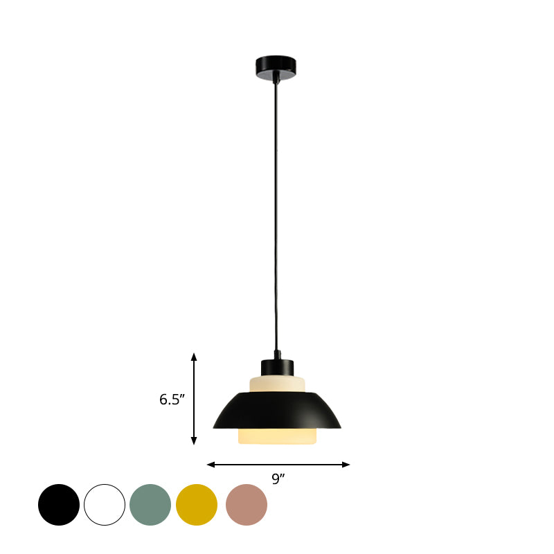 Black/White Flared Shade Hanging Lamp Macaron Stylish 1 Light Metallic Pendant Lighting for Dining Room Clearhalo 'Ceiling Lights' 'Modern Pendants' 'Modern' 'Pendant Lights' 'Pendants' Lighting' 1886330