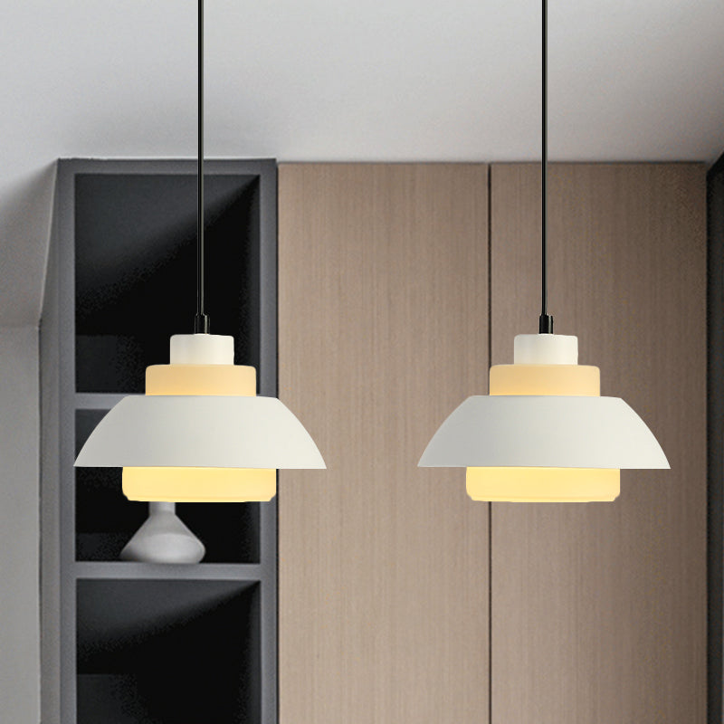 Black/White Flared Shade Hanging Lamp Macaron Stylish 1 Light Metallic Pendant Lighting for Dining Room Clearhalo 'Ceiling Lights' 'Modern Pendants' 'Modern' 'Pendant Lights' 'Pendants' Lighting' 1886332