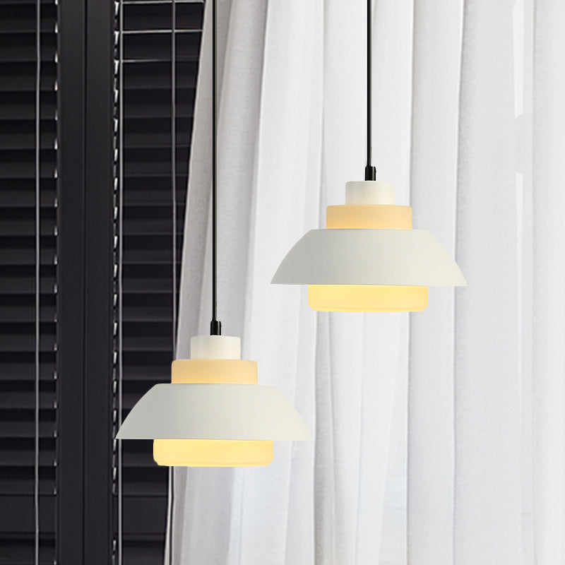 Black/White Flared Shade Hanging Lamp Macaron Stylish 1 Light Metallic Pendant Lighting for Dining Room Clearhalo 'Ceiling Lights' 'Modern Pendants' 'Modern' 'Pendant Lights' 'Pendants' Lighting' 1886333