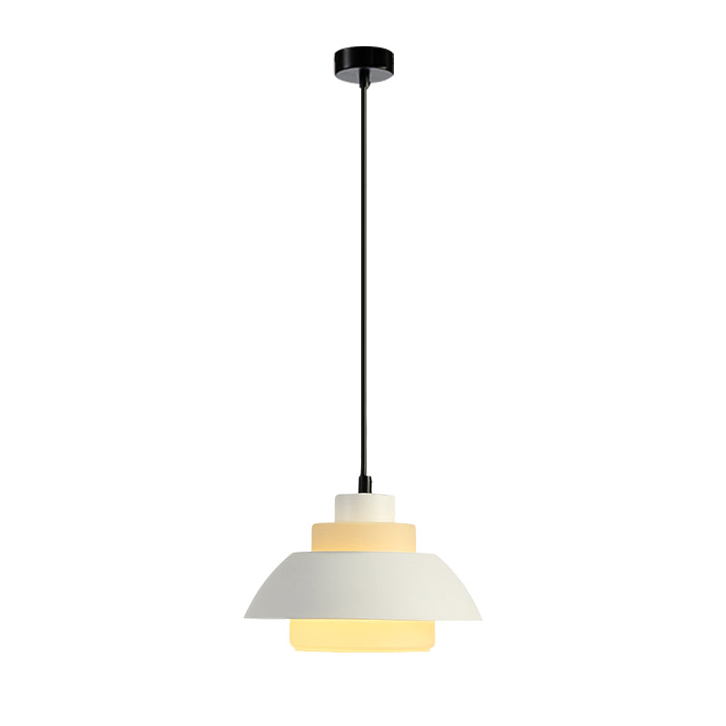 Black/White Flared Shade Hanging Lamp Macaron Stylish 1 Light Metallic Pendant Lighting for Dining Room White Clearhalo 'Ceiling Lights' 'Modern Pendants' 'Modern' 'Pendant Lights' 'Pendants' Lighting' 1886334