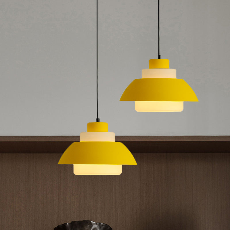 Black/White Flared Shade Hanging Lamp Macaron Stylish 1 Light Metallic Pendant Lighting for Dining Room Clearhalo 'Ceiling Lights' 'Modern Pendants' 'Modern' 'Pendant Lights' 'Pendants' Lighting' 1886341