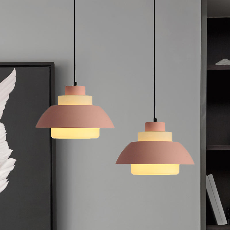 Black/White Flared Shade Hanging Lamp Macaron Stylish 1 Light Metallic Pendant Lighting for Dining Room Clearhalo 'Ceiling Lights' 'Modern Pendants' 'Modern' 'Pendant Lights' 'Pendants' Lighting' 1886343