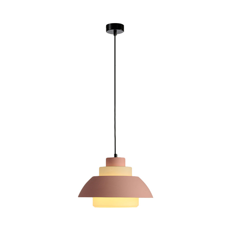 Black/White Flared Shade Hanging Lamp Macaron Stylish 1 Light Metallic Pendant Lighting for Dining Room Pink Clearhalo 'Ceiling Lights' 'Modern Pendants' 'Modern' 'Pendant Lights' 'Pendants' Lighting' 1886346