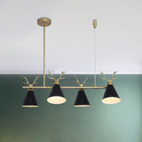 Restaurant Antler Design Island Lighting Metal Triple Light Nordic Black/Grey/White Chandelier Clearhalo 'Ceiling Lights' 'Island Lights' Lighting' 1886354