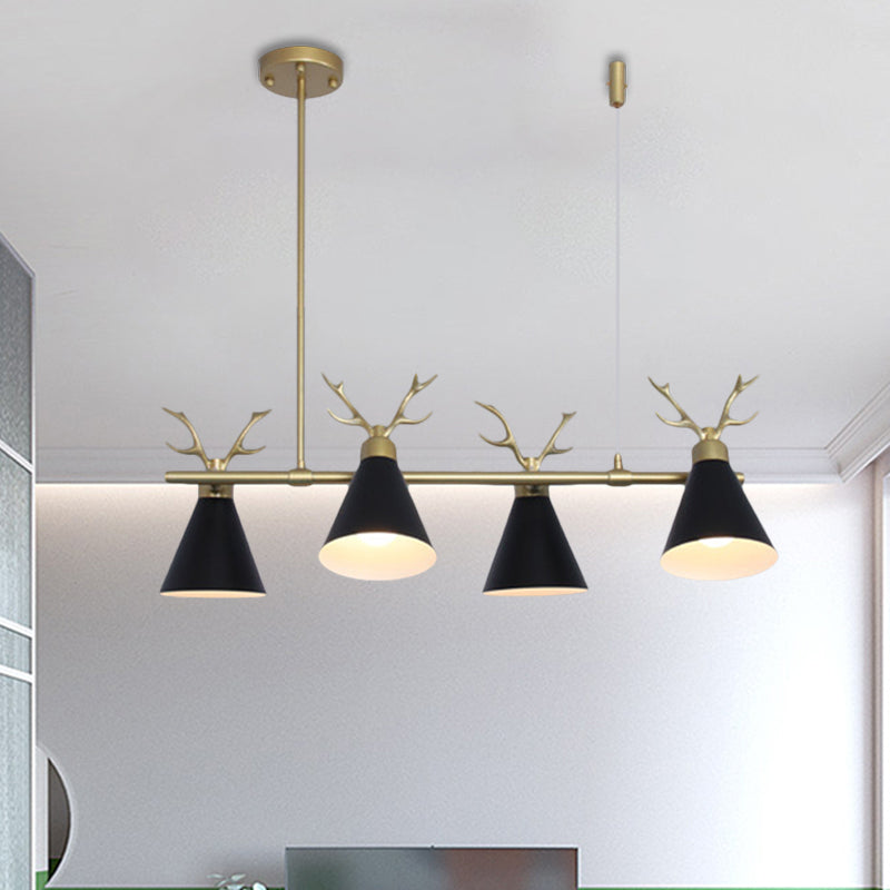 Restaurant Antler Design Island Lighting Metal Triple Light Nordic Black/Grey/White Chandelier Clearhalo 'Ceiling Lights' 'Island Lights' Lighting' 1886355