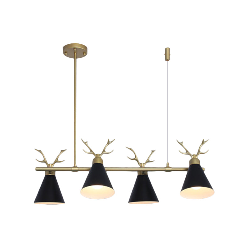 Restaurant Antler Design Island Lighting Metal Triple Light Nordic Black/Grey/White Chandelier Clearhalo 'Ceiling Lights' 'Island Lights' Lighting' 1886356