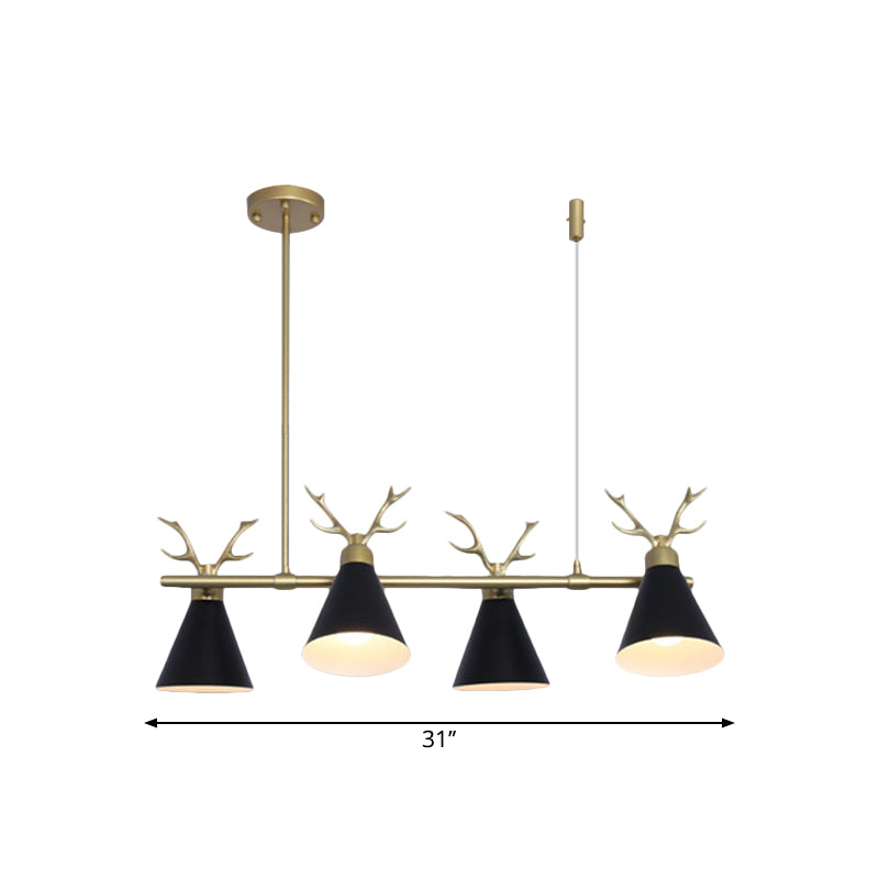 Restaurant Antler Design Island Lighting Metal Triple Light Nordic Black/Grey/White Chandelier Clearhalo 'Ceiling Lights' 'Island Lights' Lighting' 1886357