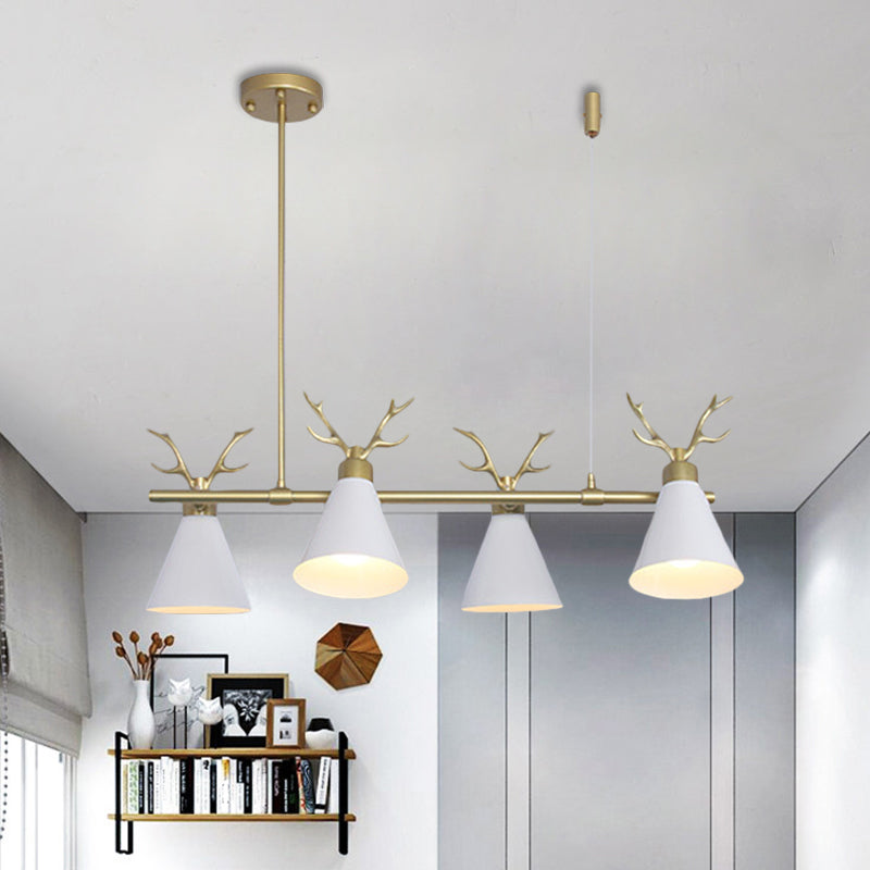 Restaurant Antler Design Island Lighting Metal Triple Light Nordic Black/Grey/White Chandelier White Clearhalo 'Ceiling Lights' 'Island Lights' Lighting' 1886358