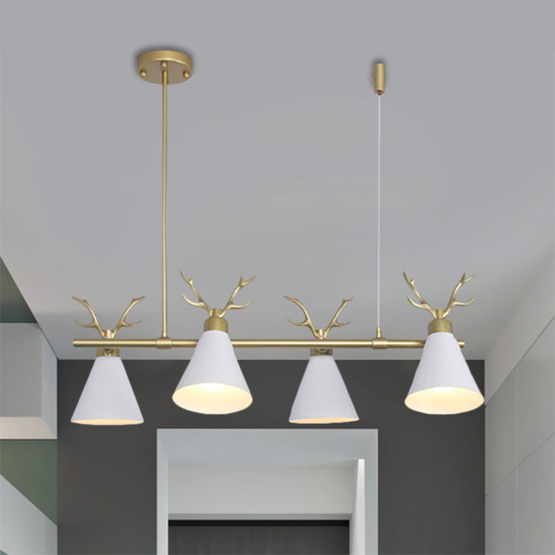 Restaurant Antler Design Island Lighting Metal Triple Light Nordic Black/Grey/White Chandelier Clearhalo 'Ceiling Lights' 'Island Lights' Lighting' 1886359