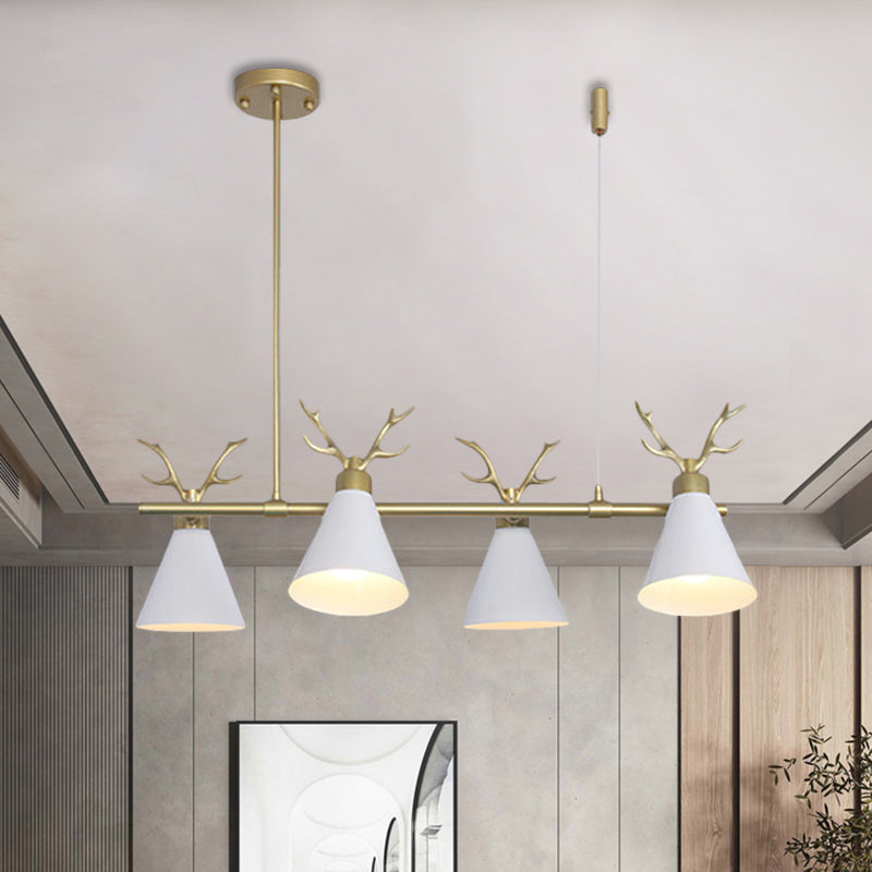 Restaurant Antler Design Island Lighting Metal Triple Light Nordic Black/Grey/White Chandelier Clearhalo 'Ceiling Lights' 'Island Lights' Lighting' 1886360