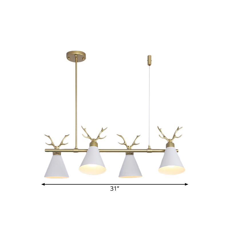 Restaurant Antler Design Island Lighting Metal Triple Light Nordic Black/Grey/White Chandelier Clearhalo 'Ceiling Lights' 'Island Lights' Lighting' 1886362