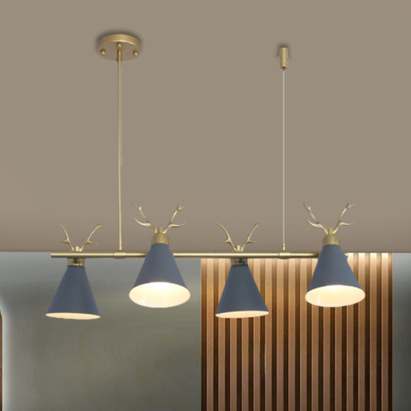 Restaurant Antler Design Island Lighting Metal Triple Light Nordic Black/Grey/White Chandelier Clearhalo 'Ceiling Lights' 'Island Lights' Lighting' 1886365