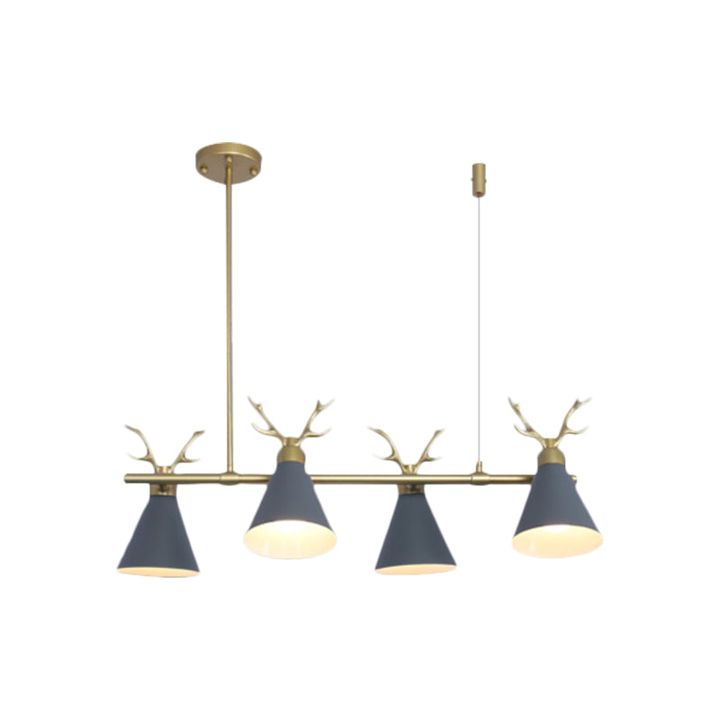 Restaurant Antler Design Island Lighting Metal Triple Light Nordic Black/Grey/White Chandelier Clearhalo 'Ceiling Lights' 'Island Lights' Lighting' 1886366