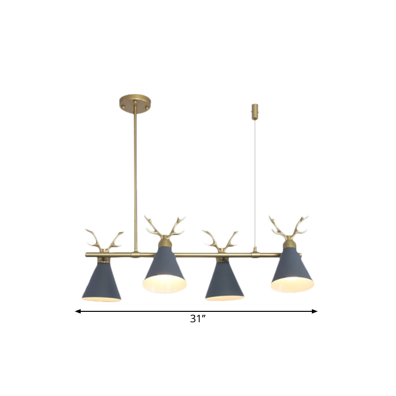 Restaurant Antler Design Island Lighting Metal Triple Light Nordic Black/Grey/White Chandelier Clearhalo 'Ceiling Lights' 'Island Lights' Lighting' 1886367