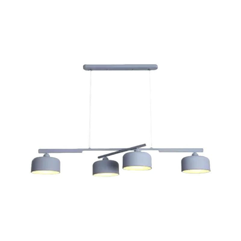 Macaron Drum Shade Hanging Chandelier Metal 4 Lights Ceiling Lamp over Dining Table Clearhalo 'Ceiling Lights' 'Island Lights' Lighting' 1886376