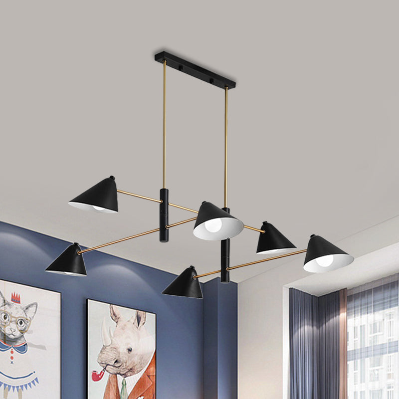 Black Tilt Shade Large Chandelier 6/8/10 Heads Contemporary Metal Hanging Light Fixture Clearhalo 'Ceiling Lights' 'Chandeliers' 'Modern Chandeliers' 'Modern' Lighting' 1886394