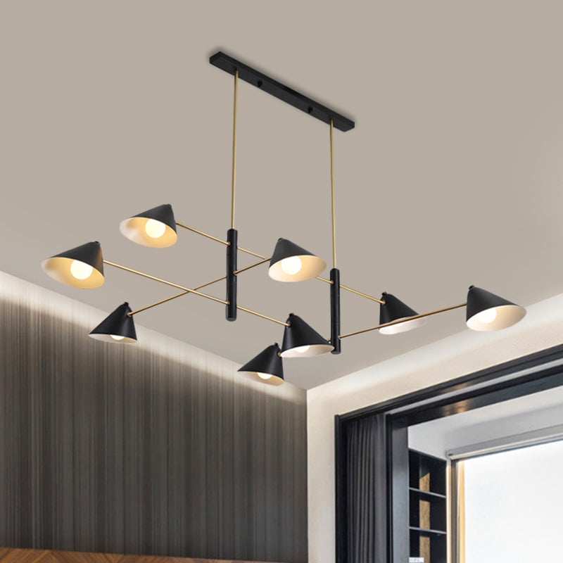 Black Tilt Shade Large Chandelier 6/8/10 Heads Contemporary Metal Hanging Light Fixture 8 Black Clearhalo 'Ceiling Lights' 'Chandeliers' 'Modern Chandeliers' 'Modern' Lighting' 1886398