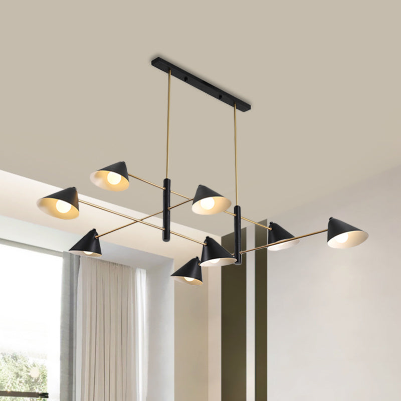 Black Tilt Shade Large Chandelier 6/8/10 Heads Contemporary Metal Hanging Light Fixture Clearhalo 'Ceiling Lights' 'Chandeliers' 'Modern Chandeliers' 'Modern' Lighting' 1886399