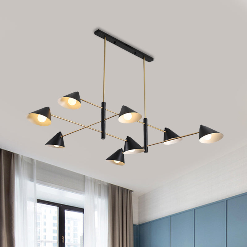 Black Tilt Shade Large Chandelier 6/8/10 Heads Contemporary Metal Hanging Light Fixture Clearhalo 'Ceiling Lights' 'Chandeliers' 'Modern Chandeliers' 'Modern' Lighting' 1886400