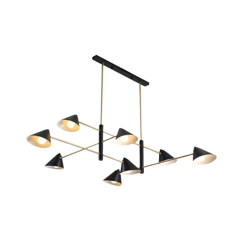 Black Tilt Shade Large Chandelier 6/8/10 Heads Contemporary Metal Hanging Light Fixture Clearhalo 'Ceiling Lights' 'Chandeliers' 'Modern Chandeliers' 'Modern' Lighting' 1886401