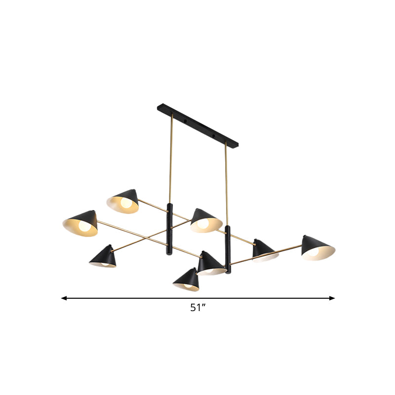 Black Tilt Shade Large Chandelier 6/8/10 Heads Contemporary Metal Hanging Light Fixture Clearhalo 'Ceiling Lights' 'Chandeliers' 'Modern Chandeliers' 'Modern' Lighting' 1886402